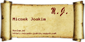 Micsek Joakim névjegykártya